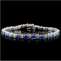 14K White Gold 9.87ct Sapphire & 0.92ct Diamond Br