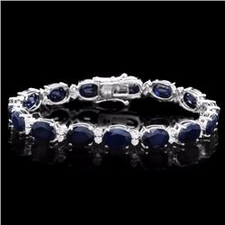 `14k Gold 36ct Sapphire 1.55ct Diamond Bracelet