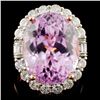 Image 1 : 14K R Gold 21.06ct Kunzite & 1.99ct Diamond Ring