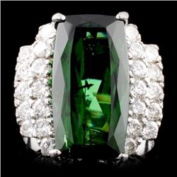 14K Gold 8.57ct Tourmaline & 0.99ctw Diamond Ring