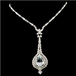 14K Gold 9.98ct Aquamarine & 2.89ctw Diamond Neckl