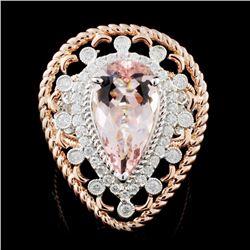 14K Gold 3.72ct Morganite & 0.71ctw Diamond Ring