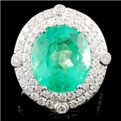 18K Gold 8.12ct Emerald & 1.55ctw Diamond Ring