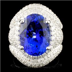 18K Gold 8.30ct Tanzanite & 2.18ctw Diamond Ring