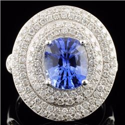 18K Gold 3.01ct Sapphire & 1.27ctw Diamond Ring