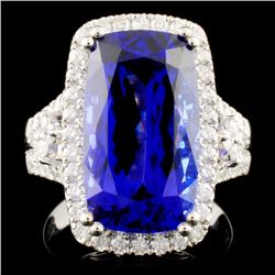 18K Gold 9.15ct Tanzanite & 0.94ctw Diamond Ring