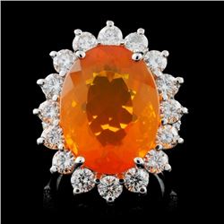 18K White Gold 8.76ct Opal & 2.54ct Diamond Ring