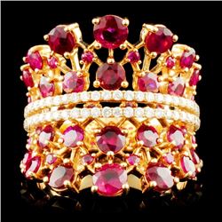 18K Rose Gold 4.67ct Ruby and 0.45ctw Diamond Ring