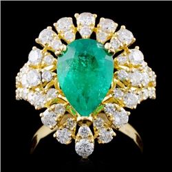 18K Y Gold 2.12ct Emerald & 1.68ct Diamond Ring