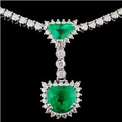 18K White Gold 3.03ct Emerald & 5.06ct Diamond Nec