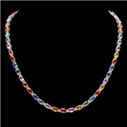 `14k Gold 27ct Sapphire 1.20ct Diamond Necklace