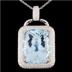 18K White Gold 36.17ct Aquamarine & 3.05ct Diamond