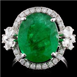 18K White Gold 6.19ct Emerald & 0.82ct Diamond Rin