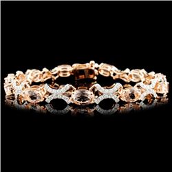 14K Gold 7.80ct Morganite & 1.51ctw Diamond Bracel