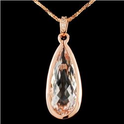 14K Gold 6.00ct Morganite & 0.08ctw Diamond Pendan