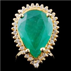 14K Gold 5.00ct Emerald & 0.25ctw Diamond Ring