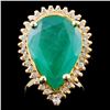 Image 1 : 14K Gold 5.00ct Emerald & 0.25ctw Diamond Ring