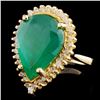 Image 2 : 14K Gold 5.00ct Emerald & 0.25ctw Diamond Ring