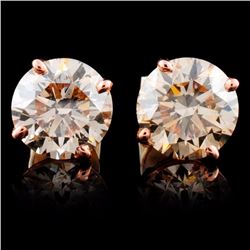 14K Rose Gold 4.06ctw Stud Diamond Earrings