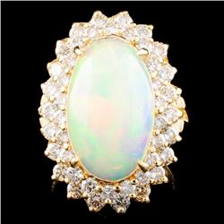 14K Gold 4.53ct Opal & 1.65ctw Diamond Ring