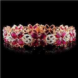 14K Gold 20.68ct Ruby & 1.65ctw Diamond Bracelet