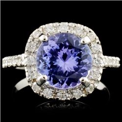 14K Gold 2.95ct Tanzanite & 0.41ctw Diamond Ring