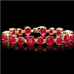`14k Gold 55ct Ruby 1.35ct Diamond Bracelet