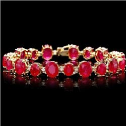 `14k Gold 55ct Ruby 1.35ct Diamond Bracelet