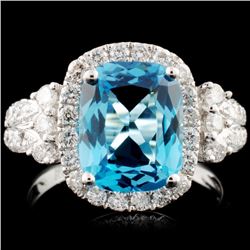 14K Gold 3.42ct Topaz & 0.74ctw Diamond Ring