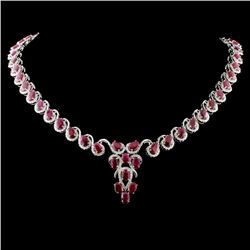 14K Gold 26.96ct Ruby & 3.40ctw Diamond Necklace