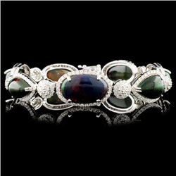 14K Gold 24.62ct Opal & 2.87ctw Diamond Bracelet