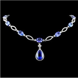 14K Gold 27.20ctw Tanzanite & 3.98ct Diamond Neckl