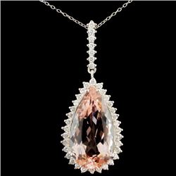 14K Gold 26.50ct Morganite & 1.34ctw Diamond Penda