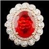 Image 1 : 14K Gold 3.05ct Opal & 1.09ctw Diamond Ring