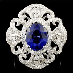 14K Gold 3.51ct Sapphire & 1.15ctw Diamond Ring