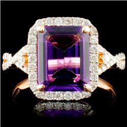 14K Gold 2.29ct Amethyst & 0.50ctw Diamond Ring