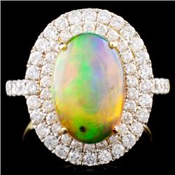 14K Gold 2.60ct Opal & 1.22ctw Diamond Ring