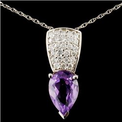 14K Gold 2.30ct Amethyst & 0.60ctw Diamond Pendant