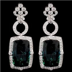 18K Gold 45.96ct Tourmaline & 3.58ct Diamond Earri