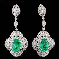 18K Gold 5.74ctw Emerald & 4.31ctw Diamond Earring