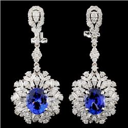 18K Gold 4.72ctw Tanzanite & 3.17ctw Diamond Earri