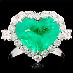 18K Gold 3.71ct Emerald & 1.47ctw Diamond Ring