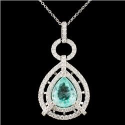 18K Gold 5.00ct Paraiba Tourmaline & 1.86ctw Diamo