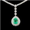 Image 1 : 18K Gold 3.56ct Emerald 10.52ctw Diamond Necklace