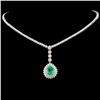 Image 2 : 18K Gold 3.56ct Emerald 10.52ctw Diamond Necklace