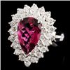 Image 2 : 14K Gold 1.80ct Tourmaline & 1.06ctw Diamond Ring