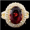 Image 1 : 14K Gold 5.13ct Tourmaline & 1.14ctw Diamond Ring