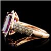 Image 3 : 14K Gold 5.03ct Amethyst & 0.57ctw Diamond Ring
