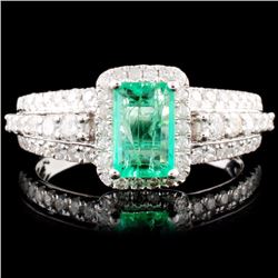18K Gold 0.88ct Emerald & 0.63ctw Diamond Ring