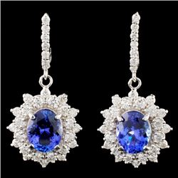 14K Gold 4.00ctw Tanzanite & 1.47ctw Diamond Earri